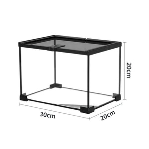 Terrarium en verre empilable pour reptiles avec couvercle grillagé