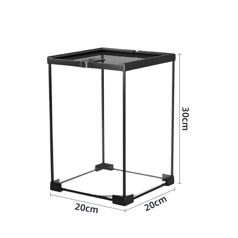 Terrarium en verre empilable pour reptiles avec couvercle grillagé
