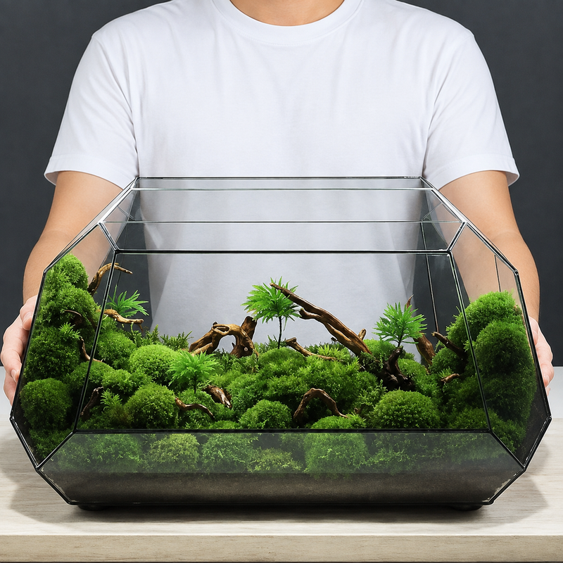 Terrarium géométrique en verre 26,5 × 13,7 × 15 cm