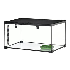 Terrarium en verre 50 × 30 × 25 cm avec couvercle grillagé et porte d’alimentation