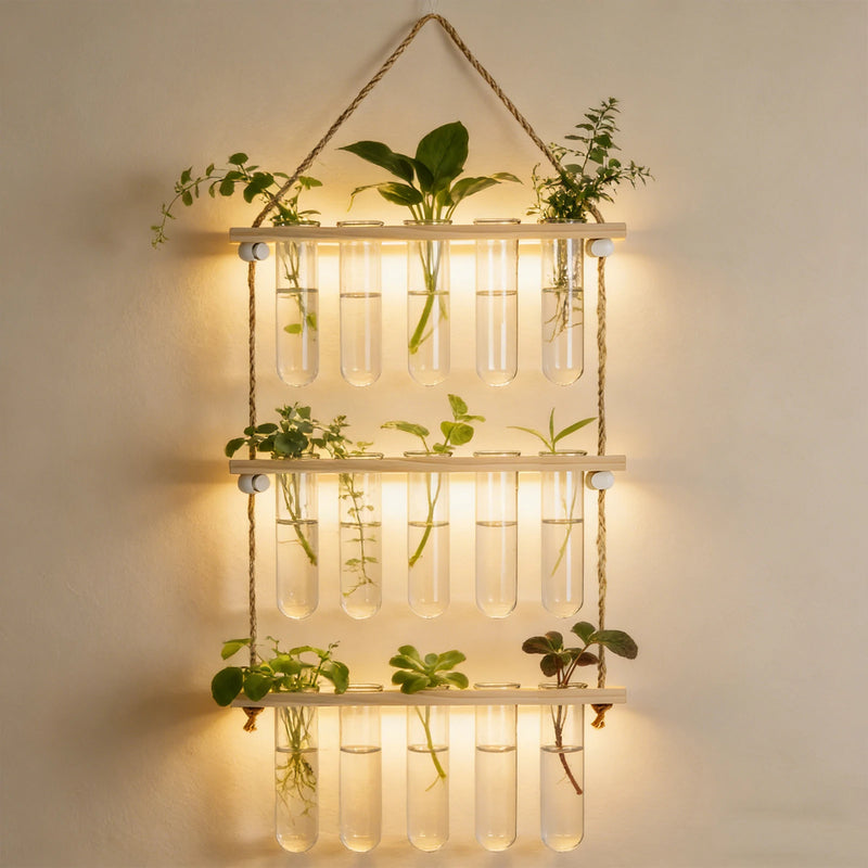 Station de propagation murale hydroponique avec tubes en verre